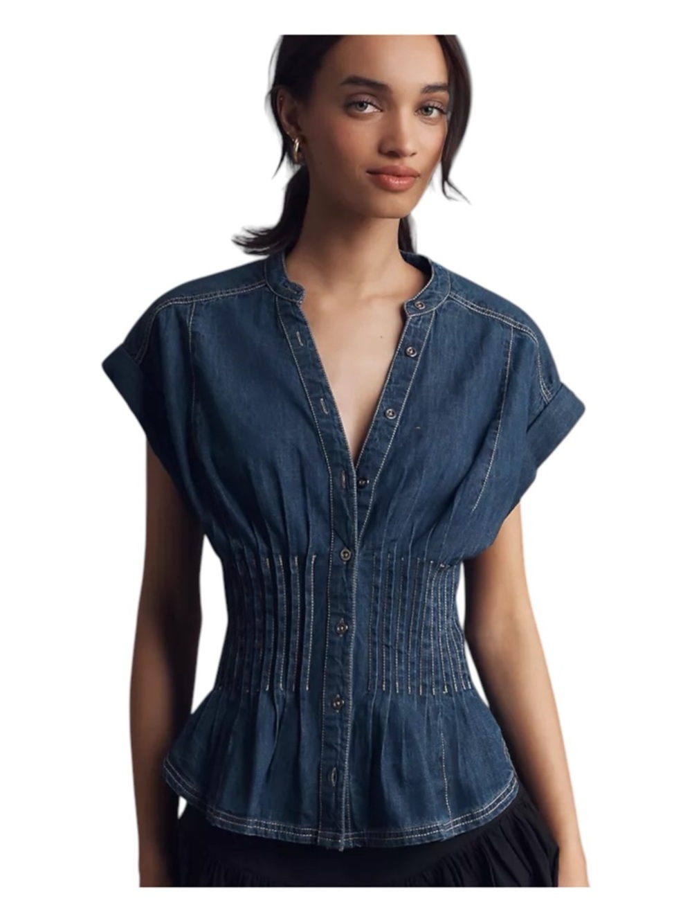 Pilcro The Linden Denim Blouse Top Size XL - Picture 2 of 7